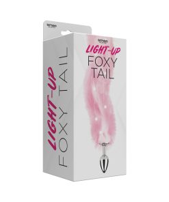 Foxy Tail Light Up Faux Fur Butt Plug With Multicolored Light Pattern Pink