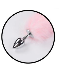 Foxy Tail Light Up Faux Fur Butt Plug With Multicolored Light Pattern Pink