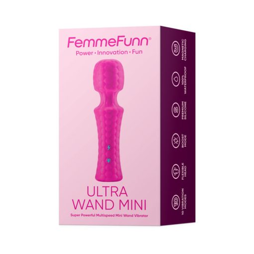 Femmefunn Ultra Wand Mini Rechargeable Flexible Textured Silicone Vibrator Pink - Image 2