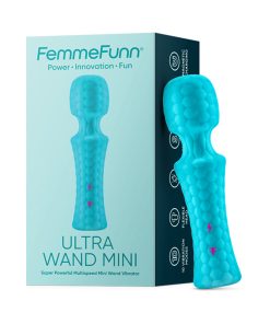 Femmefunn Ultra Wand Mini Rechargeable Flexible Textured Silicone Vibrator Turquoise