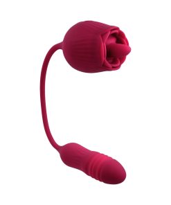 Evolved Wild Rose Rechargeable Dual-Ended Silicone Thrusting Egg & Flicking Tongue Vibrator Red