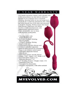 Evolved Wild Rose Rechargeable Dual-Ended Silicone Thrusting Egg & Flicking Tongue Vibrator Red
