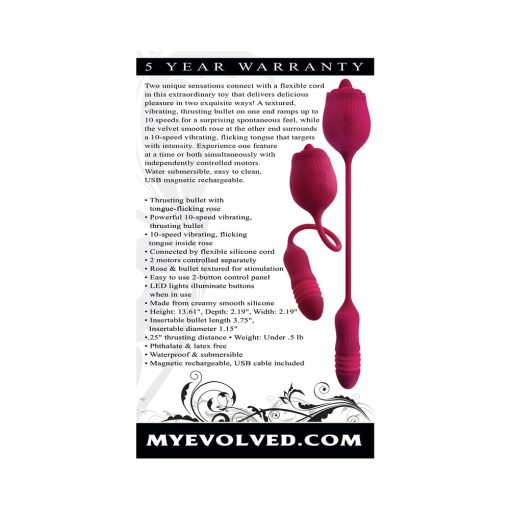 Evolved Wild Rose Rechargeable Dual-Ended Silicone Thrusting Egg & Flicking Tongue Vibrator Red - Image 10