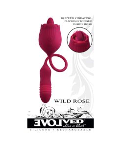 Evolved Wild Rose Rechargeable Dual-Ended Silicone Thrusting Egg & Flicking Tongue Vibrator Red