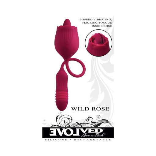 Evolved Wild Rose Rechargeable Dual-Ended Silicone Thrusting Egg & Flicking Tongue Vibrator Red - Image 11