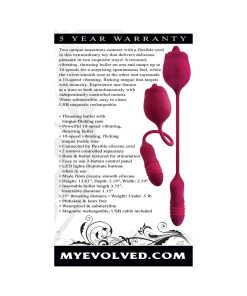 Evolved Wild Rose Rechargeable Dual-Ended Silicone Thrusting Egg & Flicking Tongue Vibrator Red