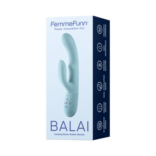 Femmefunn Balai Rechargeable Silicone Swaying Motion Dual Stimulation Vibrator Light Blue - Image 2
