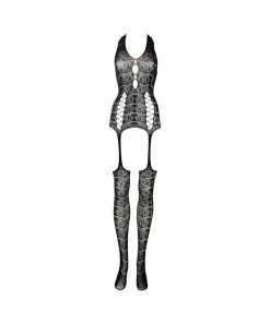 Le Desir Lace Suspender Bodystocking Black O/S