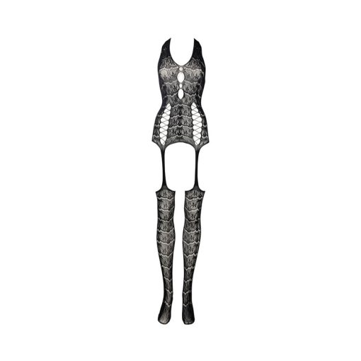 Le Desir Lace Suspender Bodystocking Black O/S - Image 5