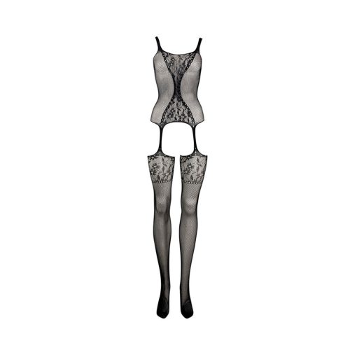 Le Desir Fishnet & Lace Gartered Bodystocking Black O/S - Image 5