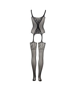 Le Desir Fishnet & Lace Gartered Bodystocking Black O/S