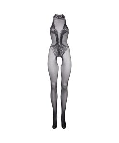 Le Desir Fishnet & Lace High-Neck Bodystocking Black O/S