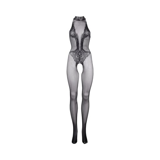 Le Desir Fishnet & Lace High-Neck Bodystocking Black O/S - Image 4