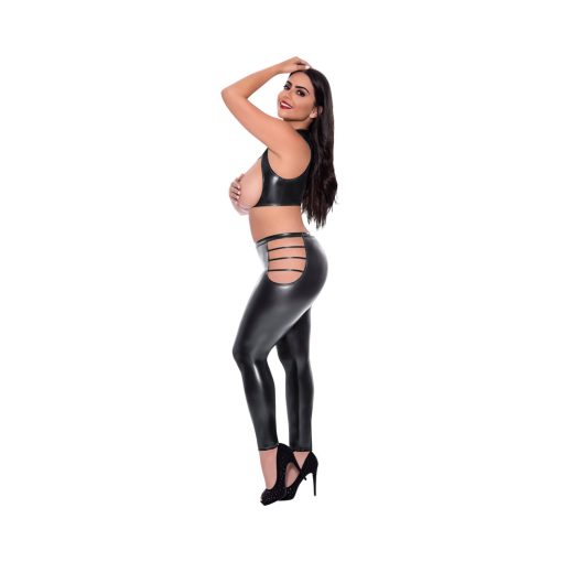 Magic Silk Liquid Onyx Open Vest & Leggings Black Queen - Image 2