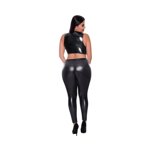 Magic Silk Liquid Onyx Open Vest & Leggings Black Queen - Image 3