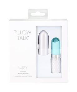 Pillow Talk Lusty Silicone Flickering Lipstick Vibrator With Swarovski Crystal Teal