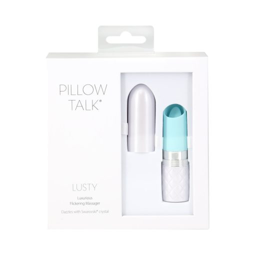 Pillow Talk Lusty Silicone Flickering Lipstick Vibrator With Swarovski Crystal Teal