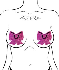 Pastease Bow: Hot Pink Glitter Bows Nipple Pasties