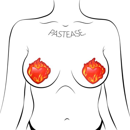 Pastease Flaming Heart Nipple Pasties - Image 3