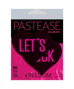 Pastease Love: Let'S Fuck Black Heart On Neon Pink Base Nipple Pasties