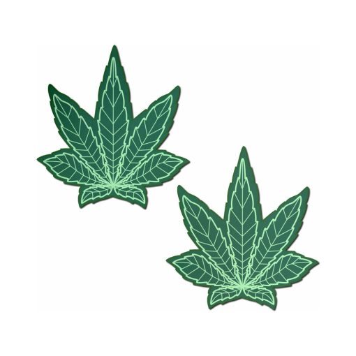 Pastease Indica Pot Leaf: Green Weed Nipple Pasties - Image 2