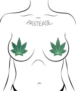 Pastease Indica Pot Leaf: Green Weed Nipple Pasties