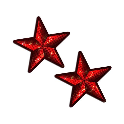 Pastease Nautical Star: Diamond Thom Red Disco Sailor Star Nipple Pasties - Image 2
