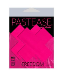 Pastease Plus X: Neon Pink Day-Glow Lycra Cross Nipple Pasties