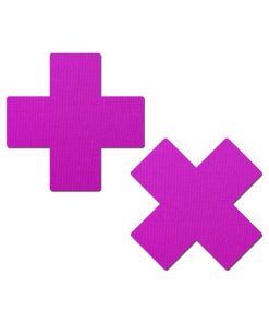Pastease Plus X: Neon Purple Cross Nipple Pasties