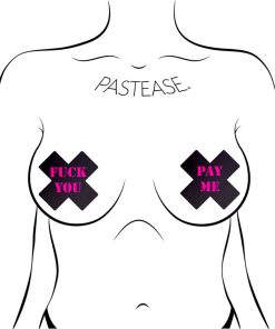 Pastease Plus X: Black With Pink Fuck You, Pay Me Cross Nipple Pasties