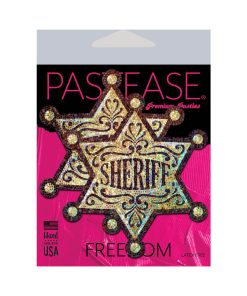 Pastease Sheriff Star: Glittering Golden Sheriff'S Badge Nipple Pasties