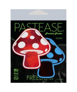 Pastease Mushroom: Shiny Red & White Glow-In-The-Dark Shroom Nipple Pasties
