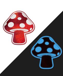Pastease Mushroom: Shiny Red & White Glow-In-The-Dark Shroom Nipple Pasties