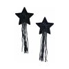 Tassel Pasties: Black Sparkle Star Pastease With Long Fringe Nipple Pasties