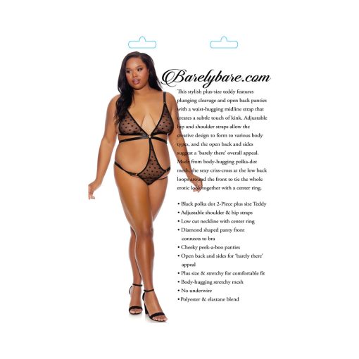 Barely Bare Strappy Bikini Teddy With Vibrating Finger Ring Black Queen Size - Image 9