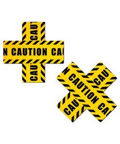Pastease Crossed Caution Tape Nipple Pasties