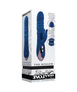 Evolved The Ringer Thrusting Rabbit Vibrator – Rechargeable, Blue