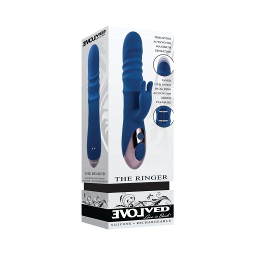 Evolved The Ringer Thrusting Rabbit Vibrator – Rechargeable, Blue