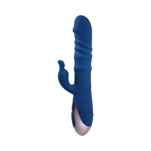 Evolved The Ringer Thrusting Rabbit Vibrator – Rechargeable, Blue - Image 3
