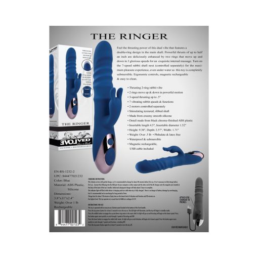 Evolved The Ringer Thrusting Rabbit Vibrator – Rechargeable, Blue - Image 10