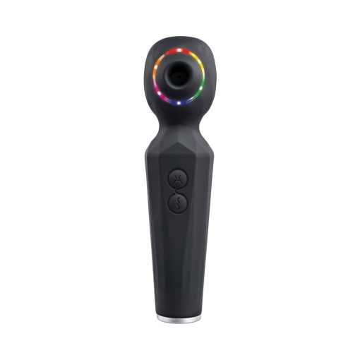 Evolved Rainbow Sucker Light-Up Rechargeable Dual-Function Silicone Suction Wand Vibrator Black - Image 2