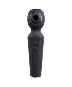 Evolved Rainbow Sucker Light-Up Rechargeable Dual-Function Silicone Suction Wand Vibrator Black
