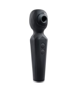 Evolved Rainbow Sucker Light-Up Rechargeable Dual-Function Silicone Suction Wand Vibrator Black