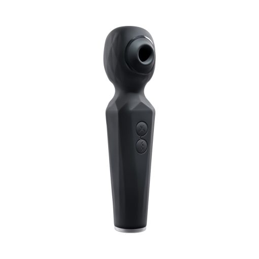 Evolved Rainbow Sucker Light-Up Rechargeable Dual-Function Silicone Suction Wand Vibrator Black - Image 4