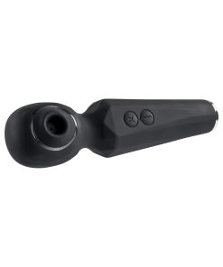 Evolved Rainbow Sucker Light-Up Rechargeable Dual-Function Silicone Suction Wand Vibrator Black