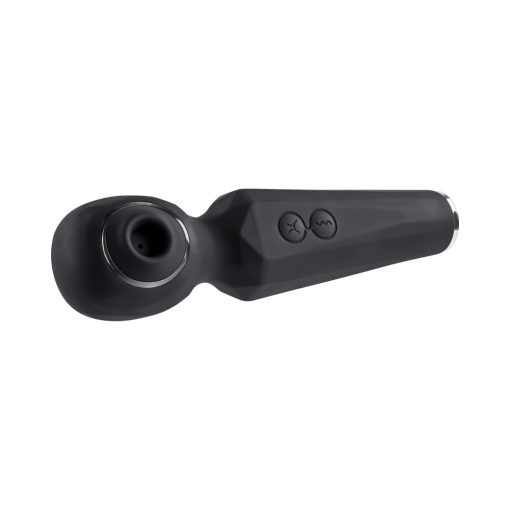 Evolved Rainbow Sucker Light-Up Rechargeable Dual-Function Silicone Suction Wand Vibrator Black - Image 7