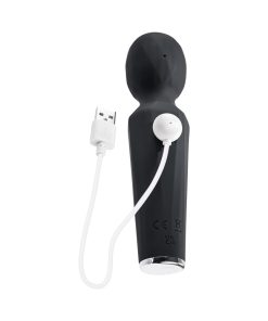 Evolved Rainbow Sucker Light-Up Rechargeable Dual-Function Silicone Suction Wand Vibrator Black