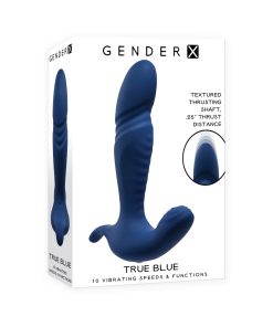 Gender X True Blue Rechargeable Thrusting Silicone Vibrator Blue