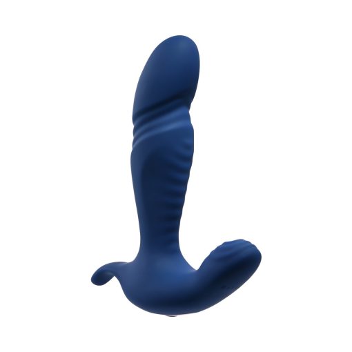 Gender X True Blue Rechargeable Thrusting Silicone Vibrator Blue - Image 3