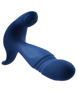 Gender X True Blue Rechargeable Thrusting Silicone Vibrator Blue